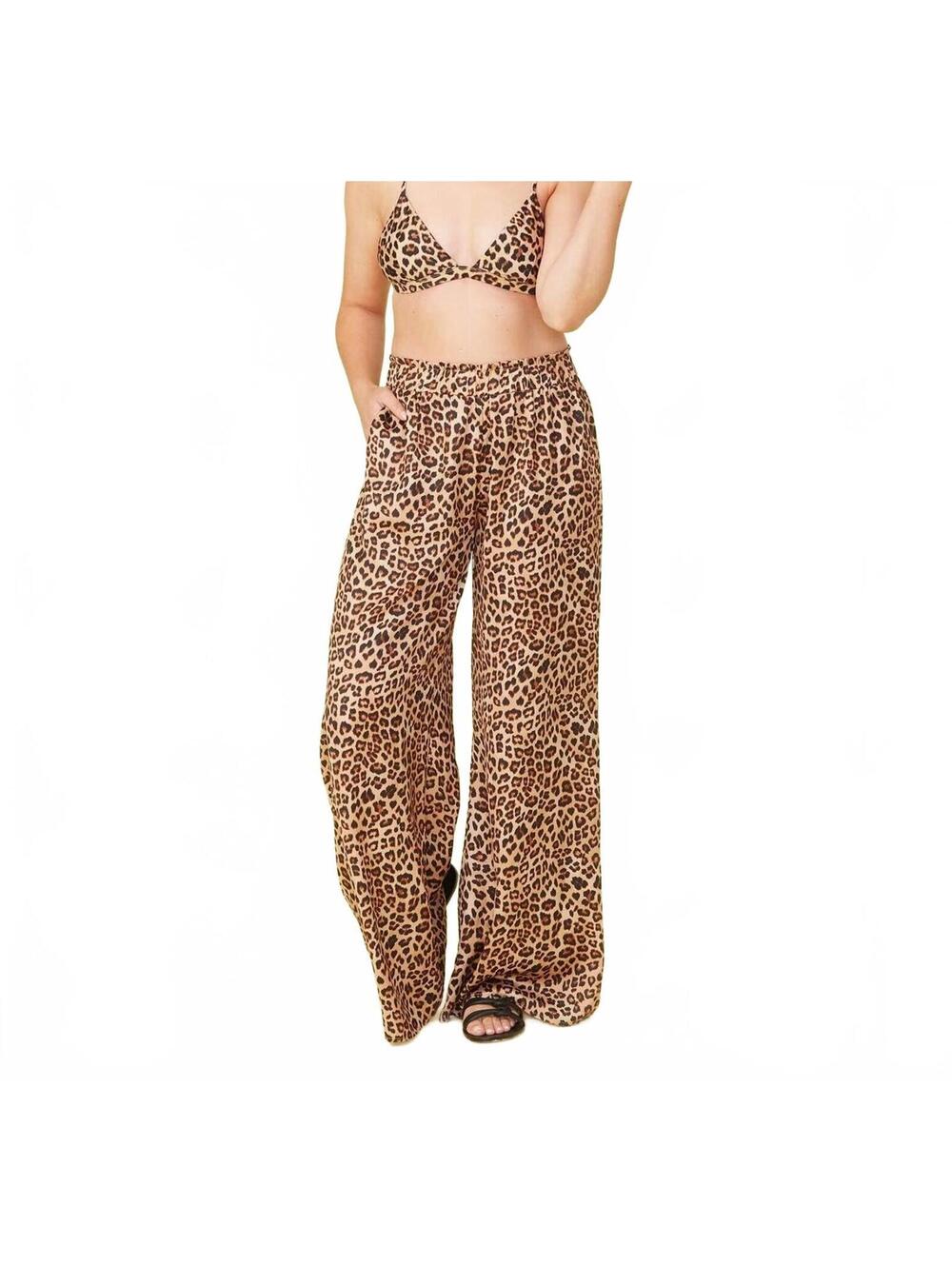 Summersalt The Perfect Palazzo Pant Leopard Print Wide Leg Summer Pants Large